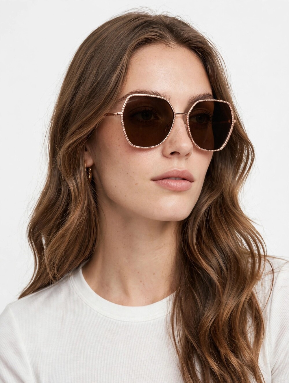 Dazey Shades Brown Sunglasses - Rose Gold Beaded Frame